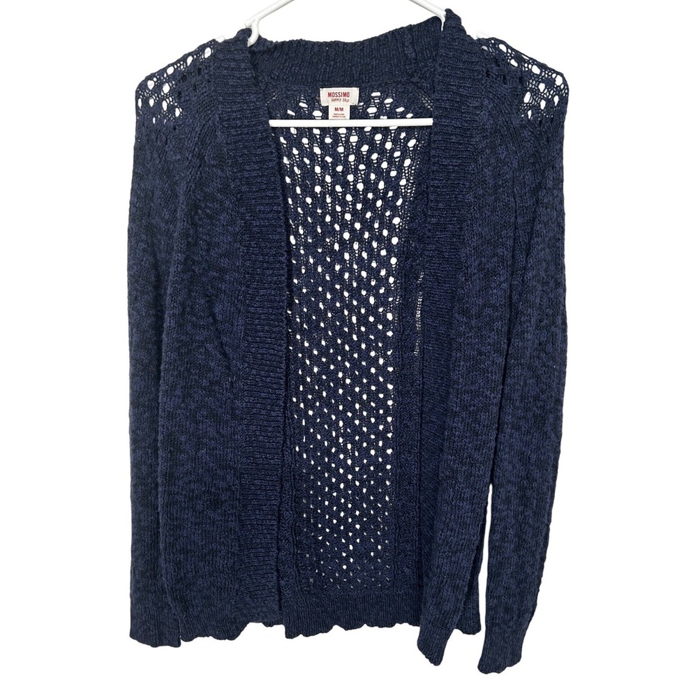 Mossimo Supply Co Navy Blue‎ Open Cardigan Decorative Weave Women's Size Medium